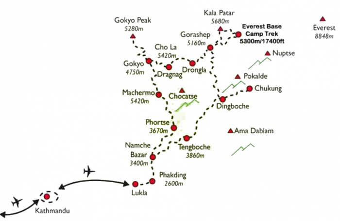 Everest Mani Rimdu Festival Trek Map